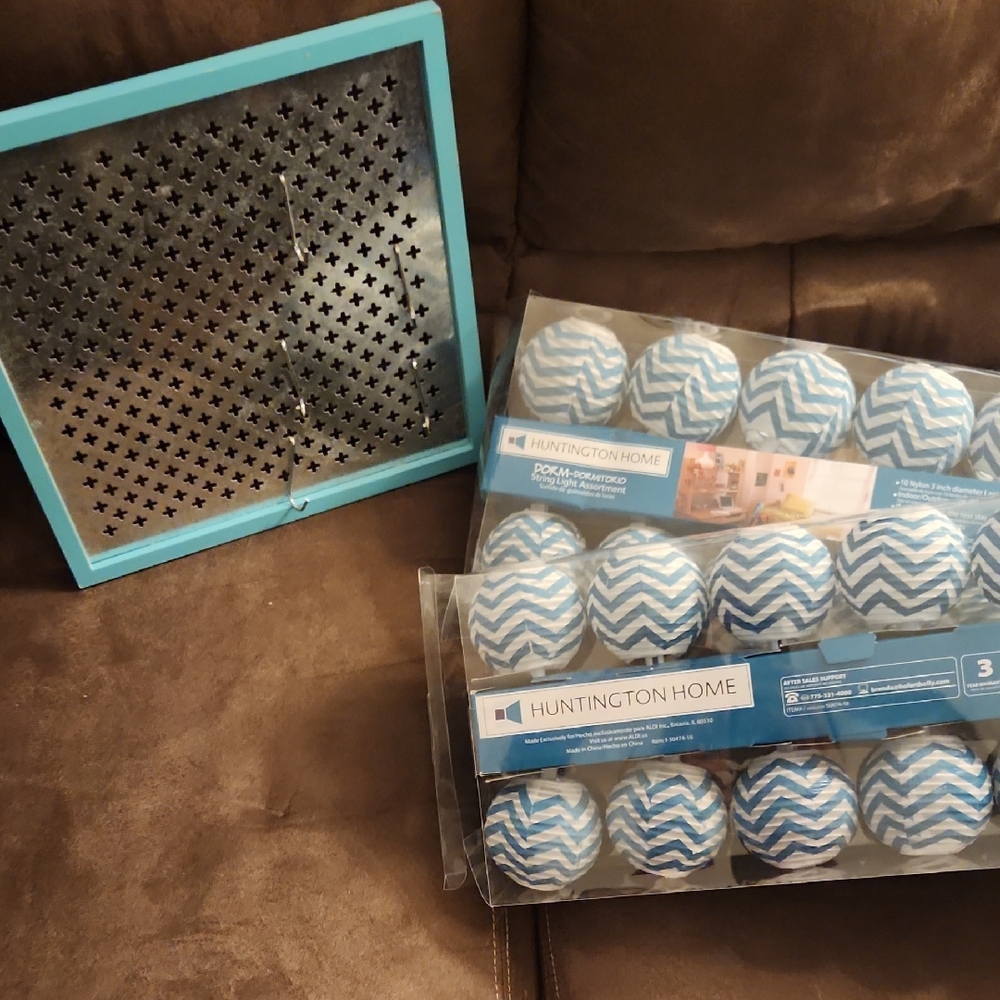Huntington Home Blue and White Chevron String Lights